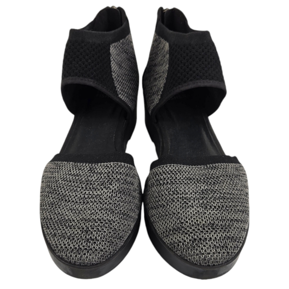 Eileen Fisher Women's US 6 Ogden Graphite Gray Stretch Knit Black Wedge Shoes